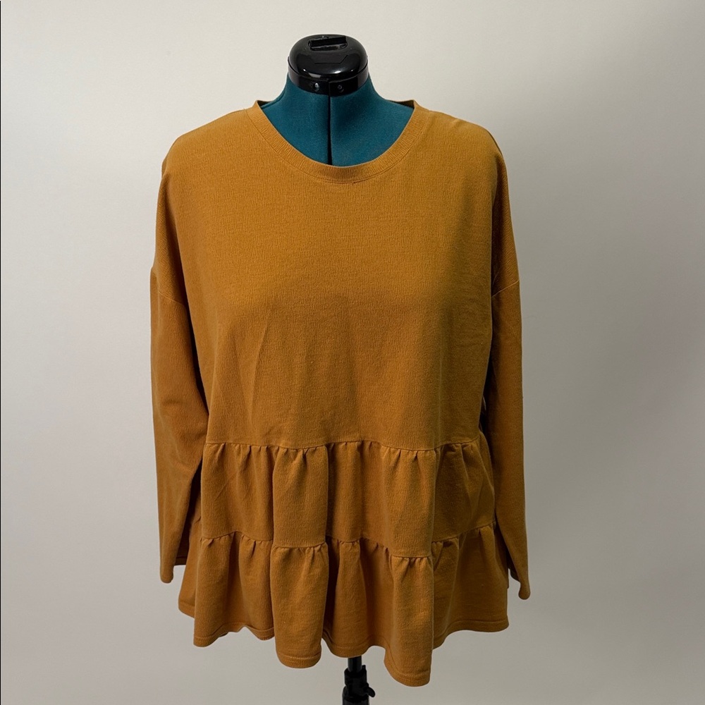 Love Riche Mustard Ruffle Tunic Top